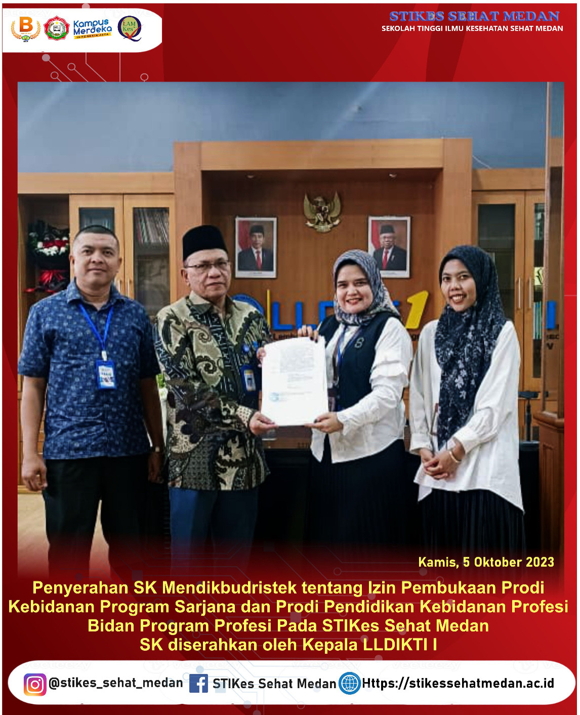 PENYERAHAN SK MENDIKBUDRISTEK TENTANG IZIN PEMBUKAAN PRODI KEBIDANAN PROGRAM SARJANA DAN PRODI PENDIDIKAN KEBIDANAN PROFESI BIDAN PROGRAM PROFESI  PADA STIKES SEHAT MEDAN